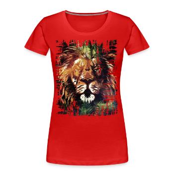 Lion Lover Wildlife Safari Art Lion Colorful - Women's Premium Organic T-Shirt - red - Front - Mia (176cm)