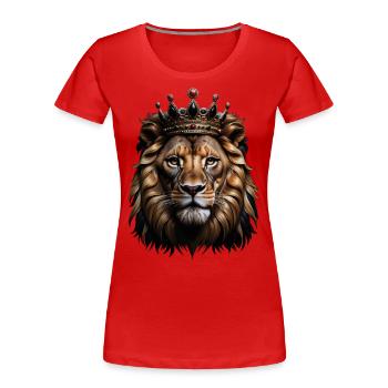 Lion Lover Wildlife Safari Art Lion Colorful - Women's Premium Organic T-Shirt - red - Front - Mia (176cm)