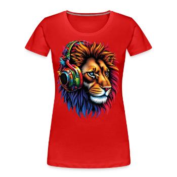 Lion Lover Wildlife Safari Art Lion Colorful - Women's Premium Organic T-Shirt - red - Front - Mia (176cm)