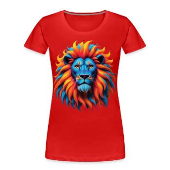 Lion Lover Wildlife Safari Art Lion Colorful - Women's Premium Organic T-Shirt - red - Front - Mia (176cm)
