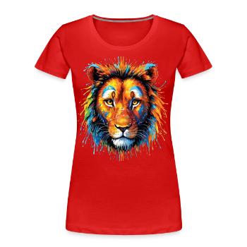 Lion Lover Wildlife Safari Art Lion Colorful - Women's Premium Organic T-Shirt - red - Front - Mia (176cm)