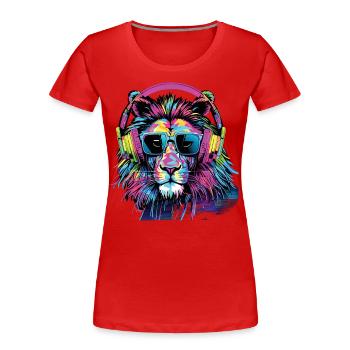 Lion Lover Wildlife Safari Art Lion Colorful - Women's Premium Organic T-Shirt - red - Front - Mia (176cm)