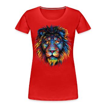 Lion Lover Wildlife Safari Art Lion Colorful - Women's Premium Organic T-Shirt - red - Front - Mia (176cm)