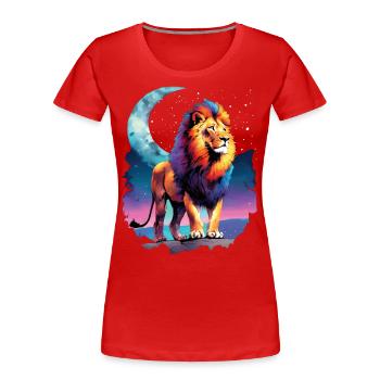 Lion Lover Wildlife Safari Art Lion Colorful - Women's Premium Organic T-Shirt - red - Front - Mia (176cm)