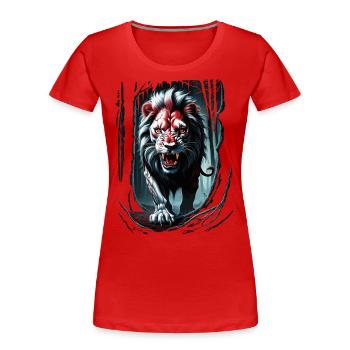 Lion Lover Wildlife Safari Art Lion Colorful - Women's Premium Organic T-Shirt - red - Front - Mia (176cm)