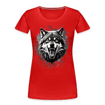 Loup Amoureux Animal sauvage Art Loup Animal coloré - T-shirt bio Premium Femme - rouge - Devant - Mia (176cm)