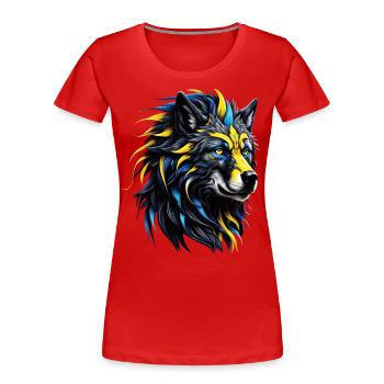 Loup Amoureux Animal sauvage Art Loup Animal coloré - T-shirt bio Premium Femme - rouge - Devant - Mia (176cm)
