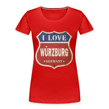 Würzburg Deutschland Stadt I Love Vintage Retro - Frauen Premium Bio T-Shirt - Rot - Vorne - Mia (176cm)