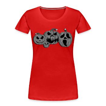 Spooky Halloween | Funny pumpkins and spider net - Women's Premium Organic T-Shirt - red - Front - Mia (176cm)
