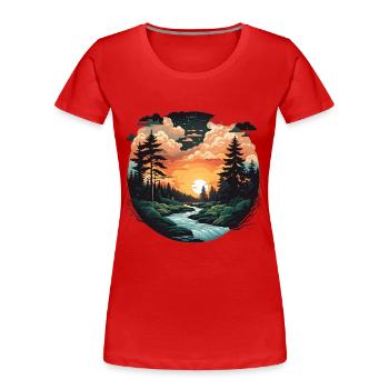 Immerse in Serene Wilderness: Woodland Forest - Women's Premium Organic T-Shirt - red - Front - Mia (176cm)