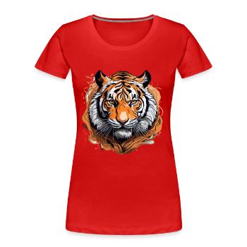 Majestätische Katze in komplizierten Linien und detailliert - Frauen Premium Bio T-Shirt - Rot - Vorne - Mia (176cm)