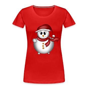 Schneemann - Frauen Premium Bio T-Shirt - Rot - Vorne - Mia (176cm)