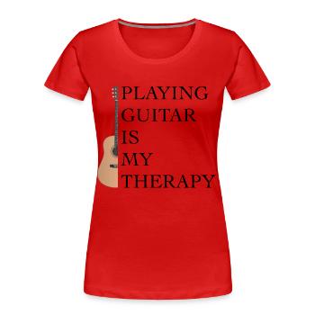 Gitarre - Gitarre spielen ist meine Therapie - Frauen Premium Bio T-Shirt - Rot - Vorne - Mia (176cm)