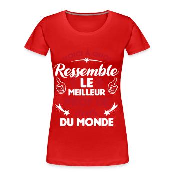 Voici Le meilleur Prof de Math du monde - T-shirt bio Premium Femme - rouge - Devant - Mia (176cm)