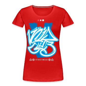 Streetwear Urban Graffiti - Frauen Premium Bio T-Shirt - Rot - Vorne - Mia (176cm)