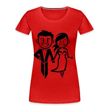 Married Couple Wedding Bride Groom Icon - Women's Premium Organic T-Shirt - red - Front - Mia (176cm)