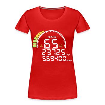 years 65 years anniversary meter - Women's Premium Organic T-Shirt - red - Front - Mia (176cm)