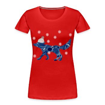 renard avec bonnet e 12 - T-shirt bio Premium Femme - rouge - Devant - Mia (176cm)