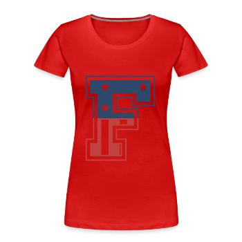 Buchstabe F USA - Frauen Premium Bio T-Shirt - Rot - Vorne - Mia (176cm)