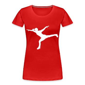 Dynamische Pose auf Kufen - Frauen Premium Bio T-Shirt - Rot - Vorne - Mia (176cm)