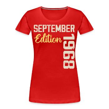 September 1968 - 56th Anniversary September 1968 - Women's Premium Organic T-Shirt - red - Front - Mia (176cm)