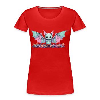 Pastel Gothic Fledermaus Kawaii Halloween Design - Frauen Premium Bio T-Shirt - Rot - Vorne - Mia (176cm)