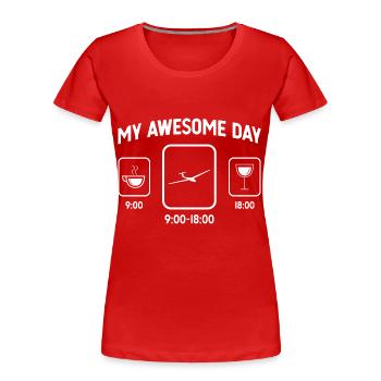Mein toller Tag - Wein - Segelflugzeug - - Frauen Premium Bio T-Shirt - Rot - Vorne - Mia (176cm)