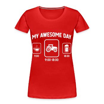 Ma belle journée - Bière - Tracteur - - T-shirt bio Premium Femme - rouge - Devant - Mia (176cm)