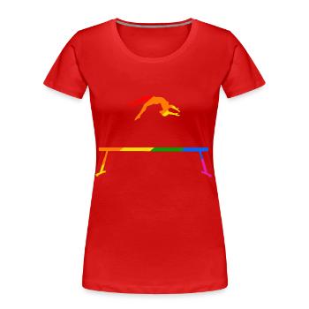 Gymnastique sur poutre arc-en-ciel - T-shirt bio Premium Femme - rouge - Devant - Mia (176cm)