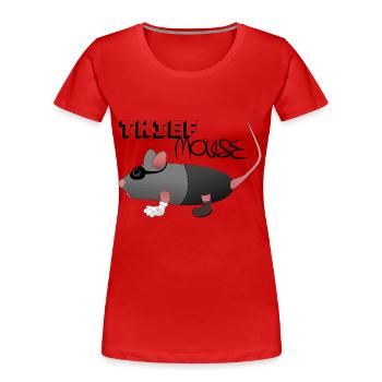 Dieb Maus im Gauner-Look - Frauen Premium Bio T-Shirt - Rot - Vorne - Mia (176cm)