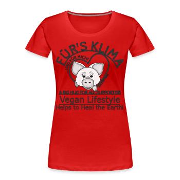 Schweinchen Vegan Klima retten SabineVegan - Frauen Premium Bio T-Shirt - Rot - Vorne - Mia (176cm)