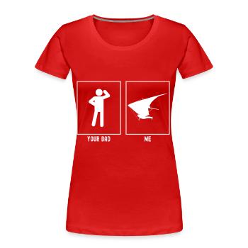 Dein Vater - Ich - Gleitschirmfliegen nach links - Frauen Premium Bio T-Shirt - Rot - Vorne - Mia (176cm)