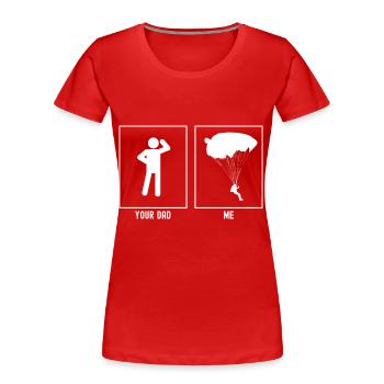 Dein Vater - Ich - Gleitschirmfliegen nach rechts - Frauen Premium Bio T-Shirt - Rot - Vorne - Mia (176cm)