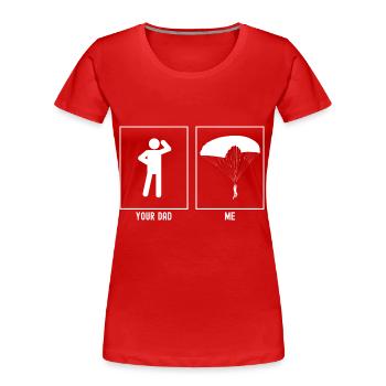 Dein Vater - Ich - Gleitschirmfliegen nach rechts - Frauen Premium Bio T-Shirt - Rot - Vorne - Mia (176cm)