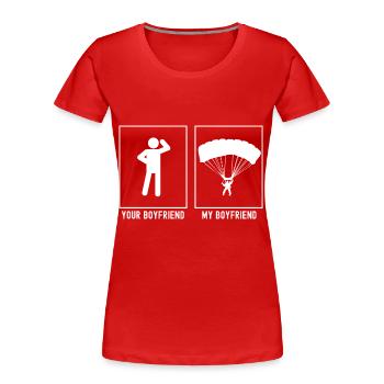 Votre ami - Mon ami - Parapente Lan - T-shirt bio Premium Femme - rouge - Devant - Mia (176cm)
