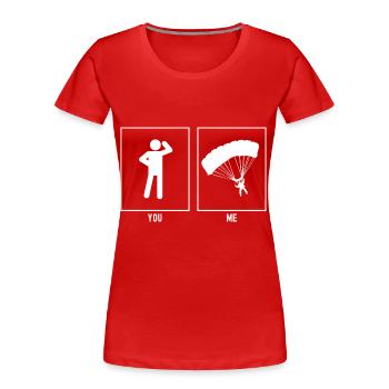 Du - Ich - Gleitschirmfliegen Schräglage Links - Frauen Premium Bio T-Shirt - Rot - Vorne - Mia (176cm)