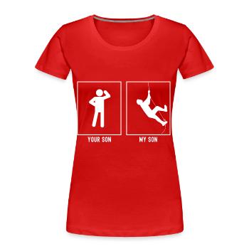 Your Son - My Son - Wall climbing - Women's Premium Organic T-Shirt - red - Front - Mia (176cm)
