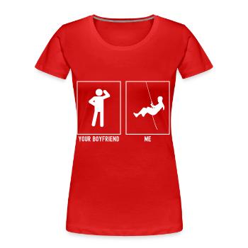 Votre ami - moi - Escalade Rappel - T-shirt bio Premium Femme - rouge - Devant - Mia (176cm)
