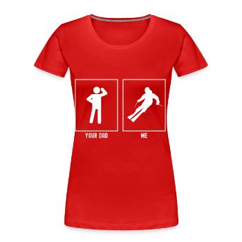 Dein Vater - Ich - Gleiten und Skifahren - Frauen Premium Bio T-Shirt - Rot - Vorne - Mia (176cm)