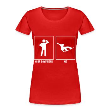 Dein Freund - Ich - Snowboarding Extrem - Frauen Premium Bio T-Shirt - Rot - Vorne - Mia (176cm)
