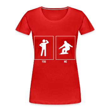 Du - Ich - Snowboarding Action - Frauen Premium Bio T-Shirt - Rot - Vorne - Mia (176cm)
