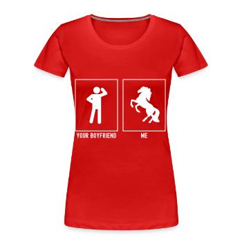 Dein Freund - Ich - Pferd stehend auf zwei Beinen - Frauen Premium Bio T-Shirt - Rot - Vorne - Mia (176cm)