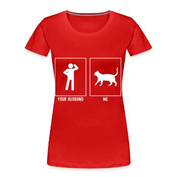 Votre mari - moi - promenade de chat - T-shirt bio Premium Femme - rouge - Devant - Mia (176cm)