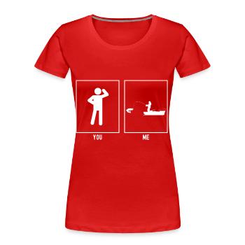 Sie - Ich - Angeln Gefangen - Frauen Premium Bio T-Shirt - Rot - Vorne - Mia (176cm)
