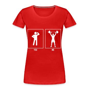 Vous - Moi - Fitness Lifting Hommes - T-shirt bio Premium Femme - rouge - Devant - Mia (176cm)