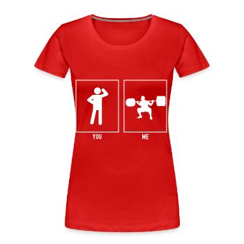 Vous - Moi - Fitness Heavy Lifting - T-shirt bio Premium Femme - rouge - Devant - Mia (176cm)