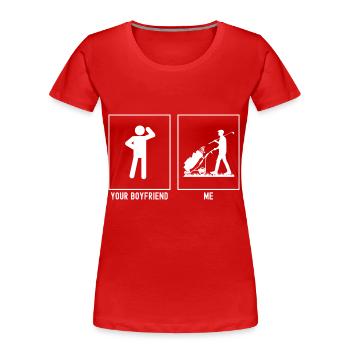 Ihr Freund - Ich - Golftasche - Frauen Premium Bio T-Shirt - Rot - Vorne - Mia (176cm)