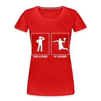 Ihr Ehemann - Mein Ehemann - Slamdunk Basketball - Frauen Premium Bio T-Shirt - Rot - Vorne - Mia (176cm)