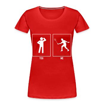 Du - Ich - Tennisspieler - Frauen Premium Bio T-Shirt - Rot - Vorne - Mia (176cm)
