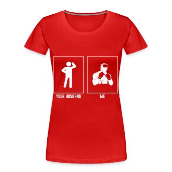 Ihr Ehemann - Ich - Profiboxen - Frauen Premium Bio T-Shirt - Rot - Vorne - Mia (176cm)